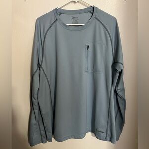 LL BEAN Classic Performance Quick Dry Fishing Shirt with Pocket Blue Men's Sz XL